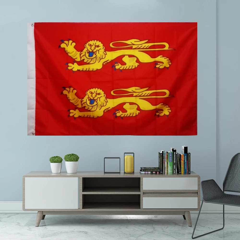 Французский регион Нормандия флаг Графический напечатанный на заказ висячий баннер украшение спорт полиэстер крышка вала втулки 3x5 футов 90x150 см