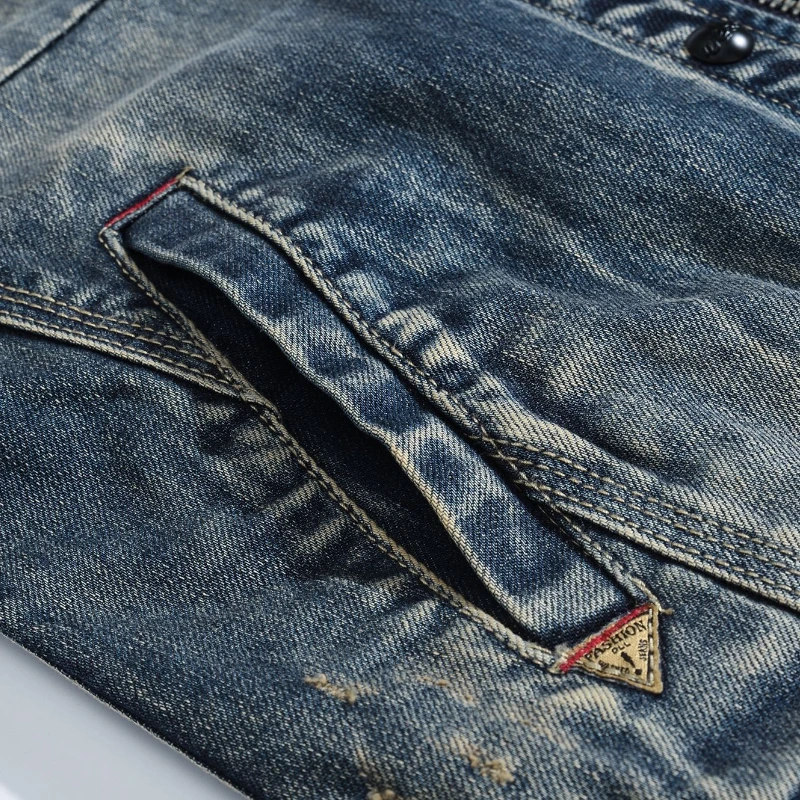 Винтажное Мужское пальто на молнии с длинным рукавом Мужская Байкерская