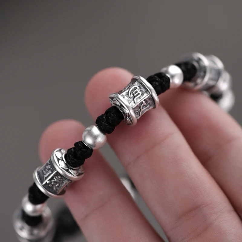 Мужской браслет из стерлингового серебра ZABRA 925 браслет-мантра с шестью символами