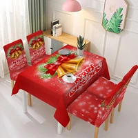 happy christmas tablecloth christmas patterns rectangle red tablecloth waterproof spill resistant polyester decorative fabric