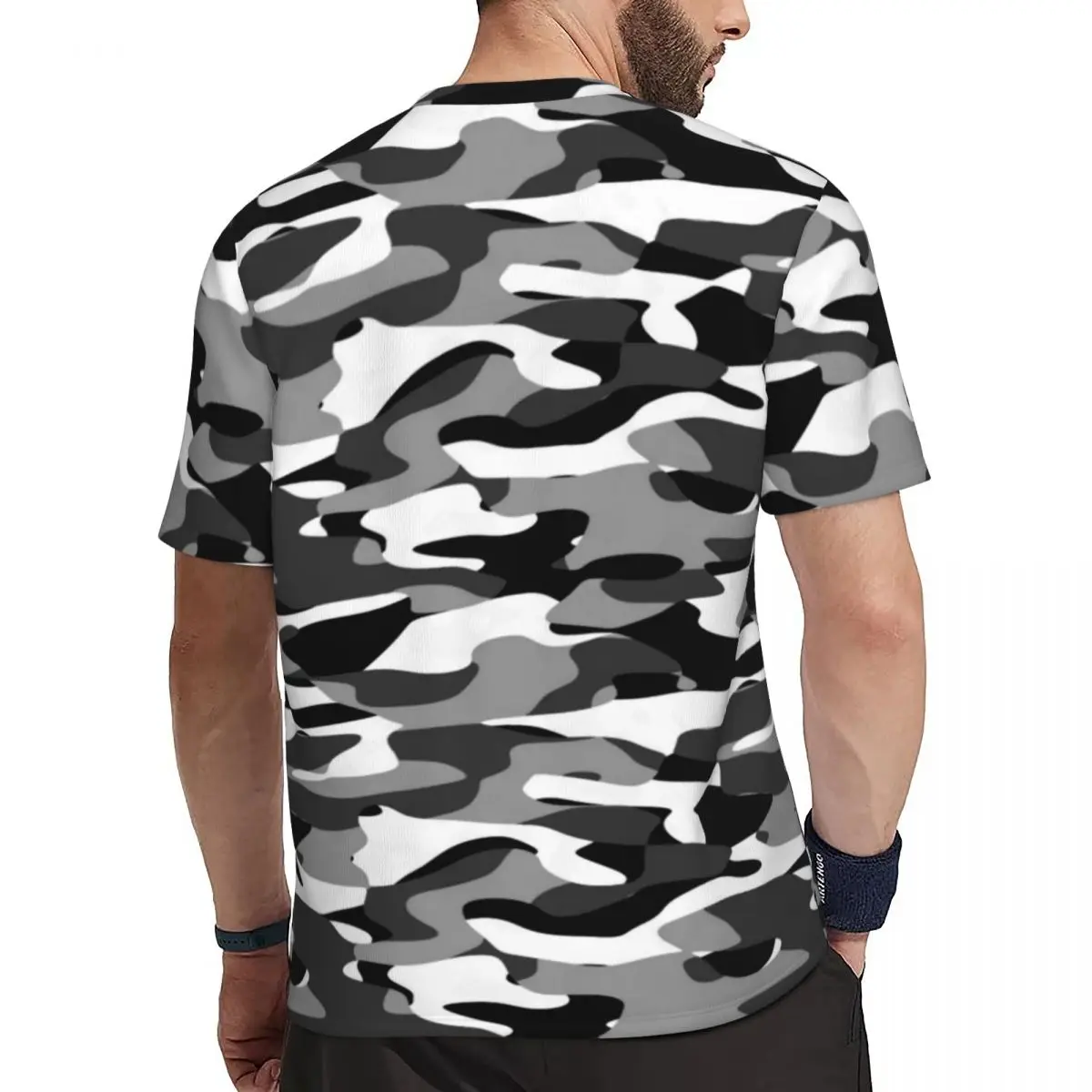 Футболка мужская для спортзала темно-серая камуфляжная рубашка модная футболка