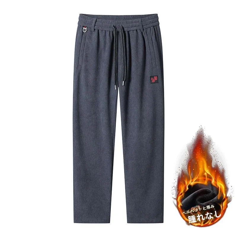 Китайские осенние и зимние утолщенные вельветовые спортивные штаны на флисовой