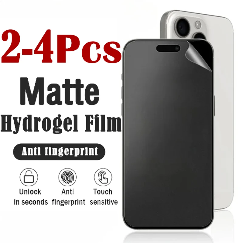2-4 шт. мягкая силиконовая матовая гидрогелевая пленка для iPhone 16 15 14 13 12 11 Pro Max