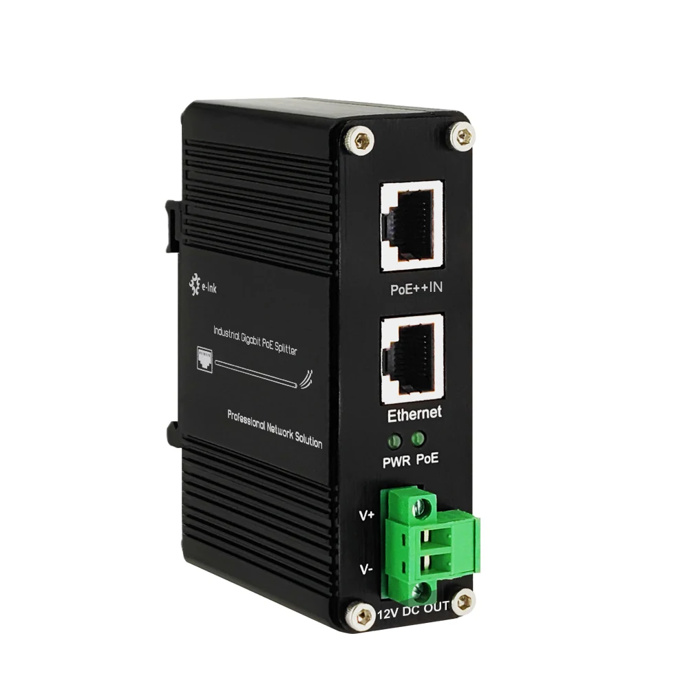 Industrial 95W Gigabit PoE++ Splitter, Output Voltage 5VDC/12VDC/19VDC/24VDC/36VDC,Din-Rail/Wall-Mount,IEEE802.3bt poe Splitter