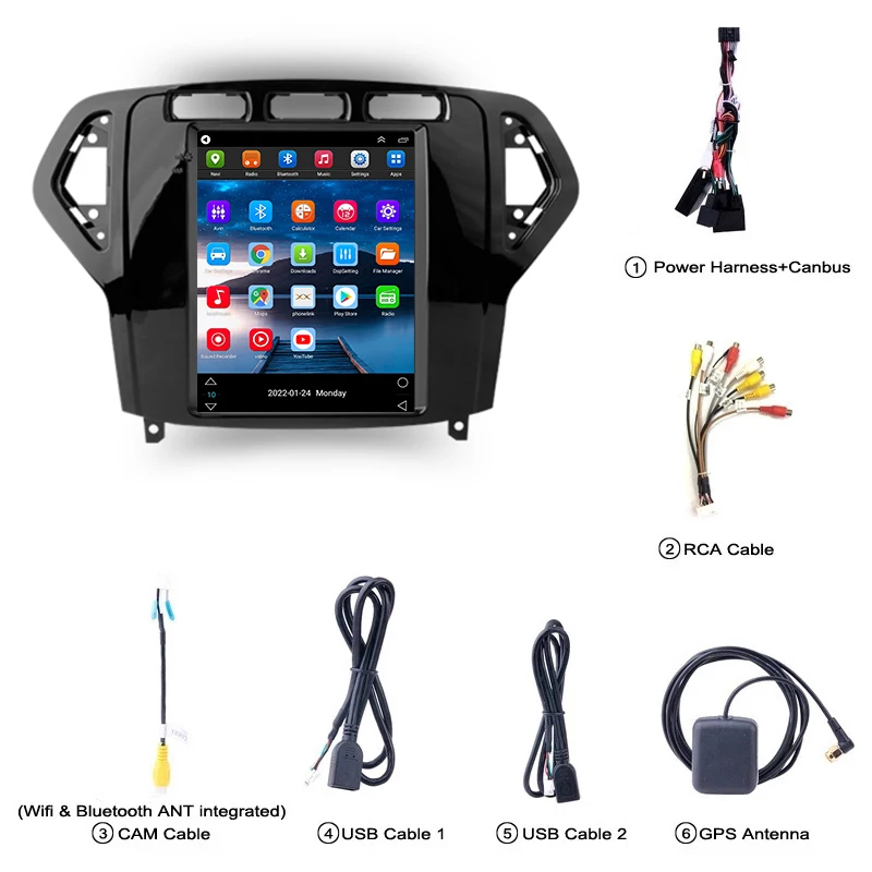 Автомагнитола Eunavi Tesla 9 7 Android 10 8G + 128G мультимедийный плеер с GPS для Ford Mondeo MK4 2007-2010 WIFI