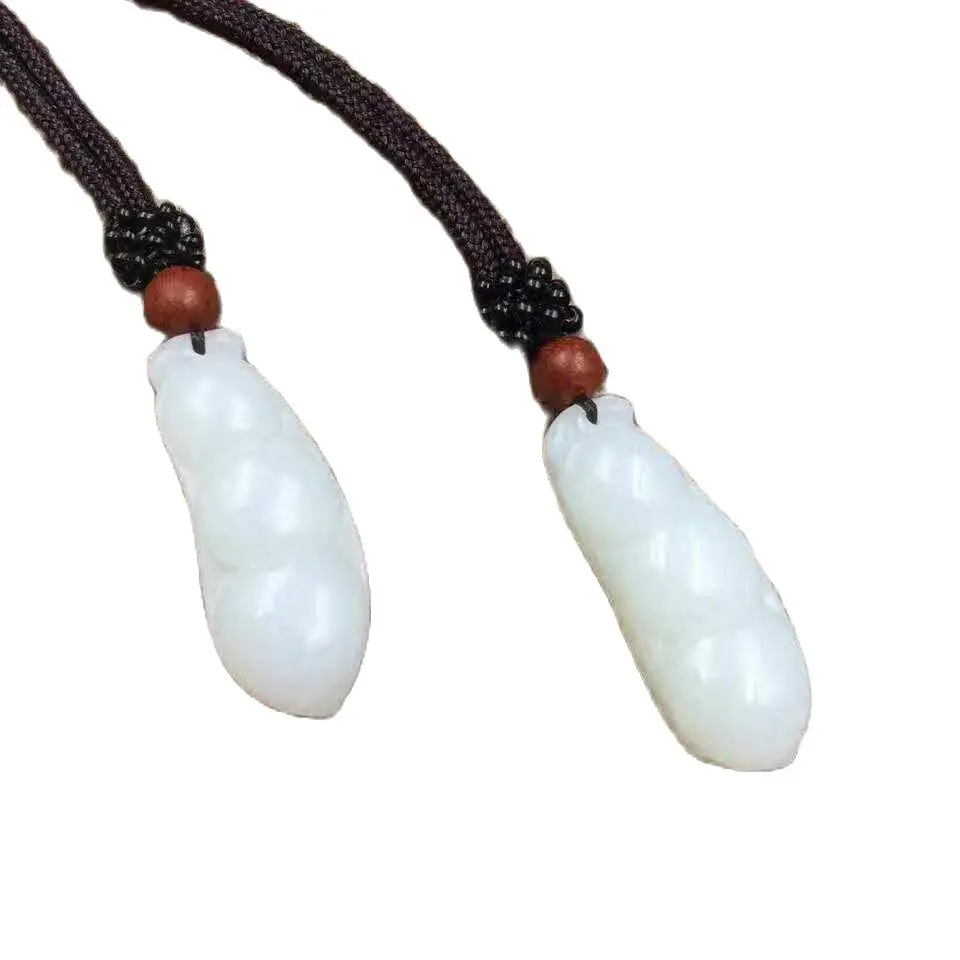 Изысканный Hetian нефрит Фортуна бобы четыре сезона мирный ювелирный кулон P0016