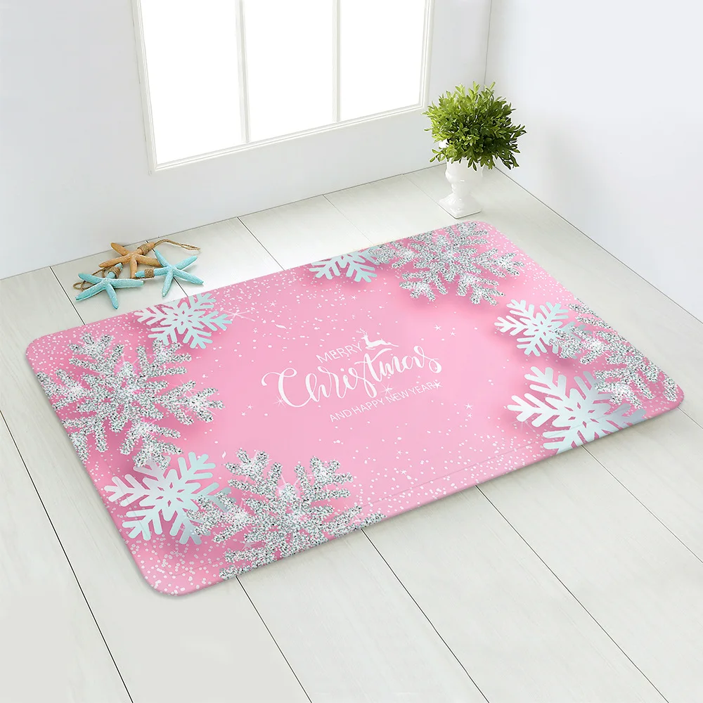 

Christmas Snowflake English Floor Mat, Flannel Carpet, Soft Anti Slip Mat, Living Room, Bedroom Entrance Universal Floor Mat