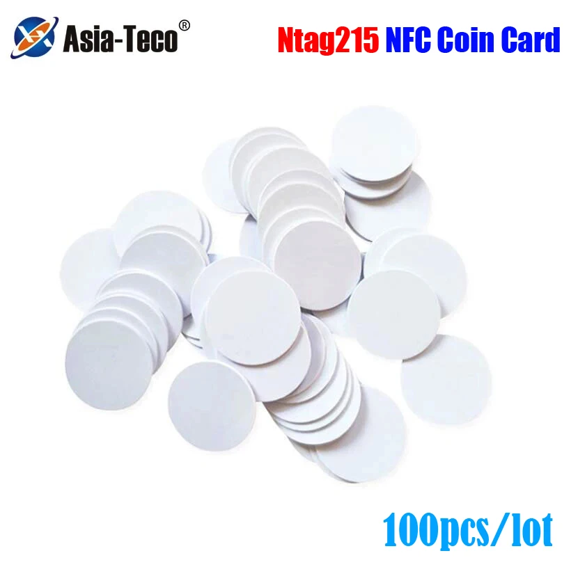 Llave de moneda Ntag215, 100/50 piezas, 13,56 MHz, NTAG 215, etiqueta Universal RFID, etiquetas ultraligeras, 25 mm de diámetro