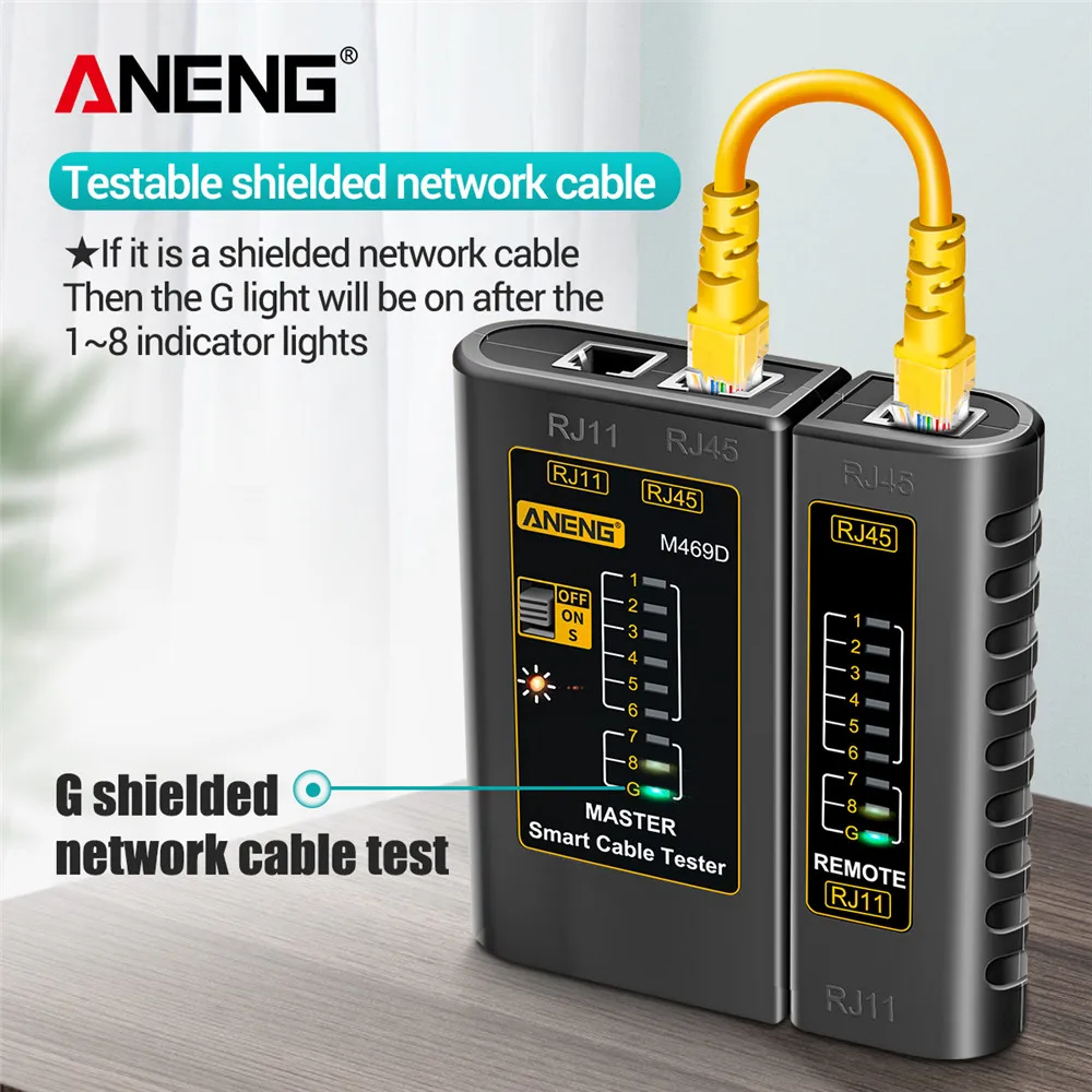 Тестер сетевого кабеля ANENG M469D прибор для сопряжения телефонных линий RJ11 RJ45 со