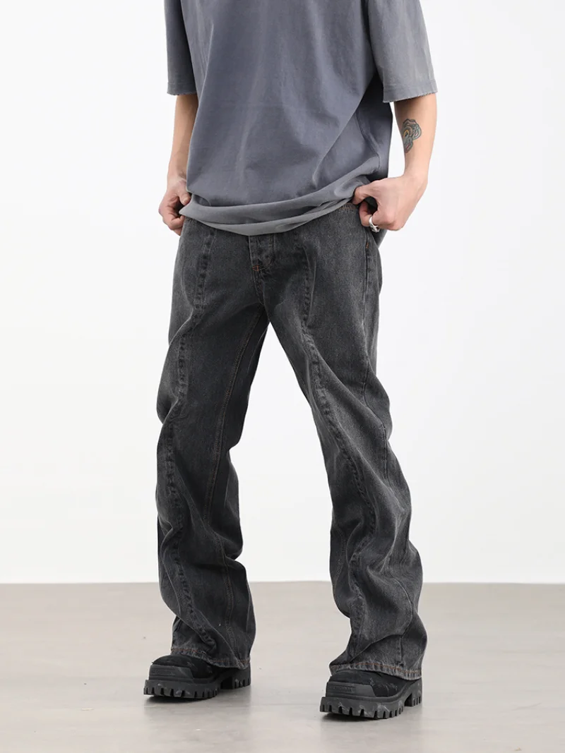 Джинсы мужские Стрейчевые со складками в стиле хип-хоп