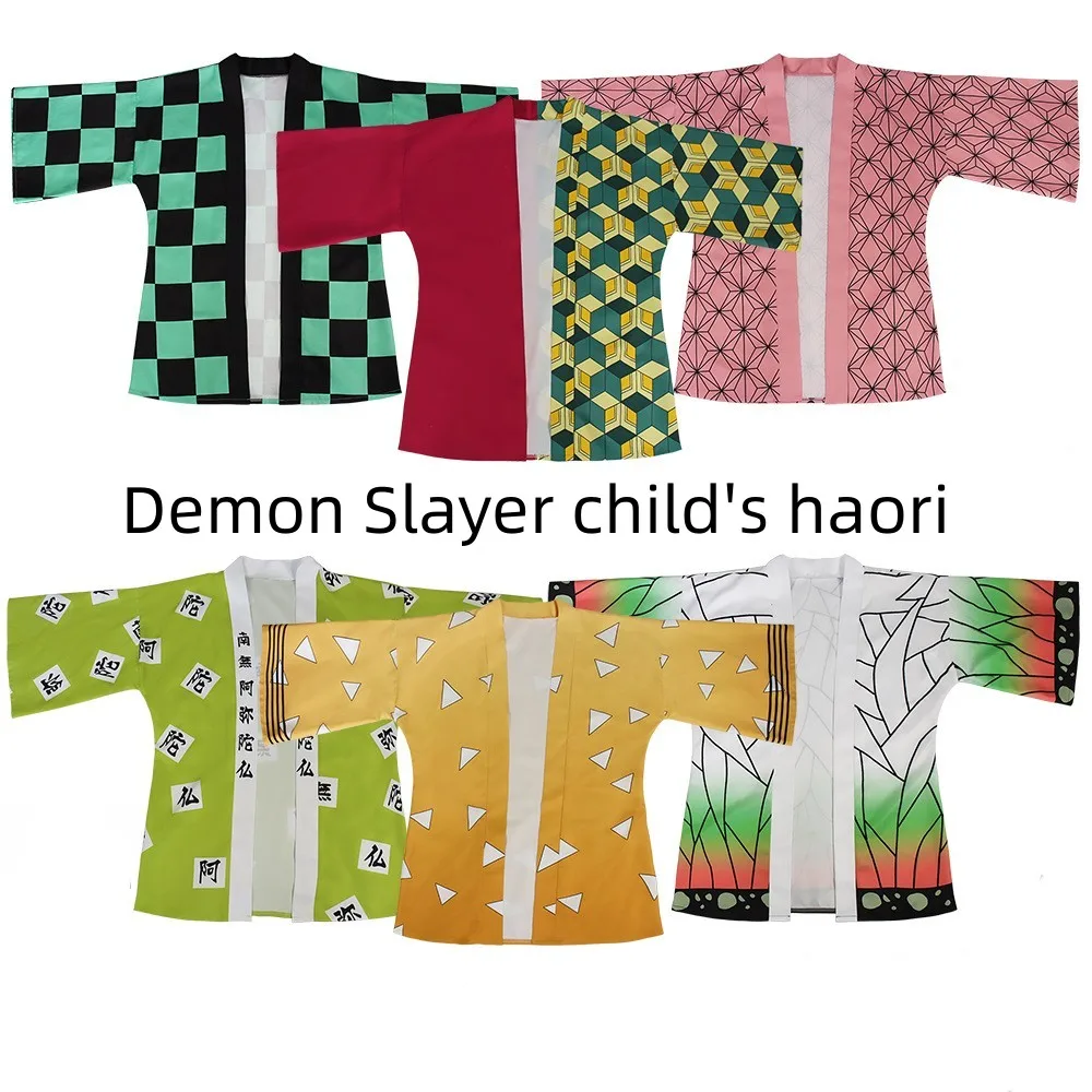 

Костюм для косплея Kamado Tanjirou Agatsuma Zenitsu Tomioka Giyuu Kochou Shinobu аниме рассекающий демонов Детский унисекс хаори на Хэллоуин