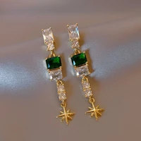 korea new design fashion jewelry luxury full zircon geometric pendant earrings elegant women wedding party accessories