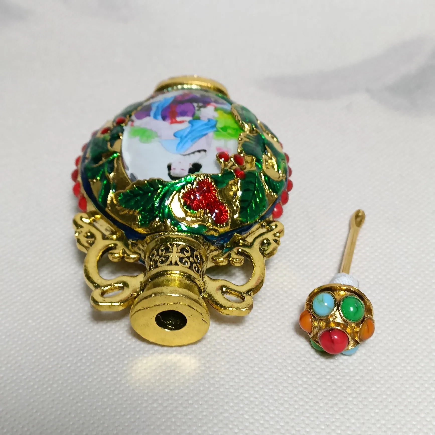 Китайская работа красивая женщина удачи богатства Флакон табака металлические