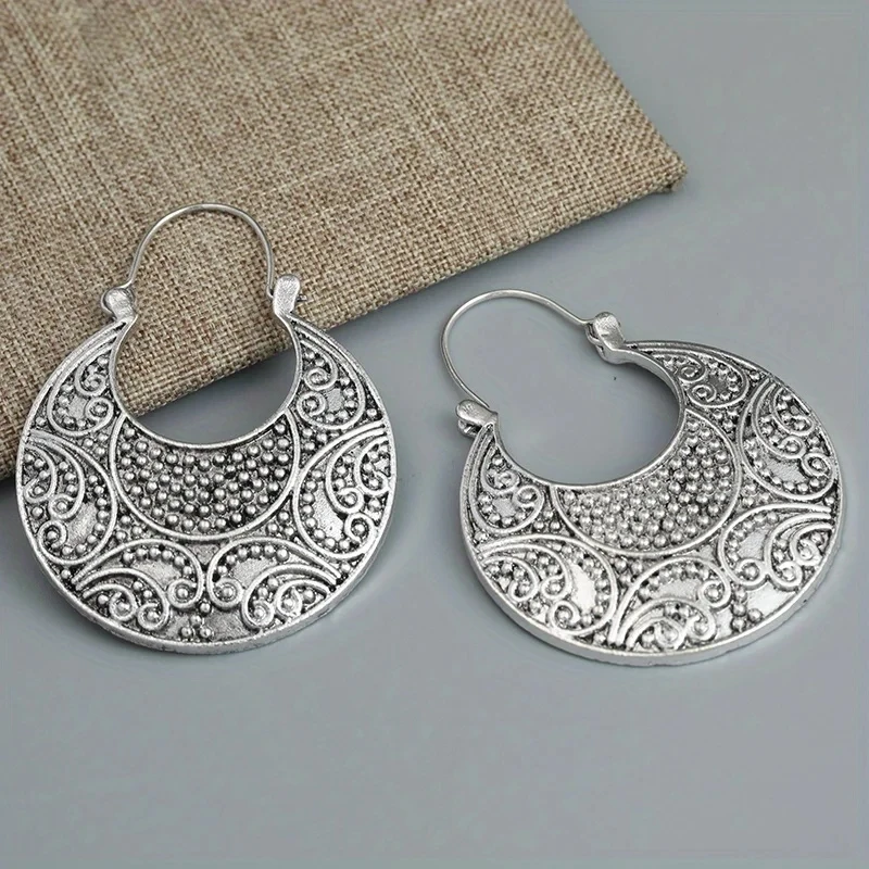 Винтажные женские серьги-подвески серебряного цвета в стиле бохо