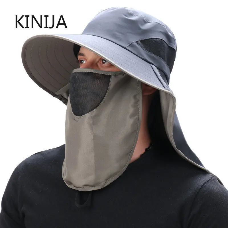 New Men Outdoor Sunscreen Hat Women Face Neck Protection Sun Cap Removable Mask Fisherman Hat Visor Fishing Hat Hats for Men