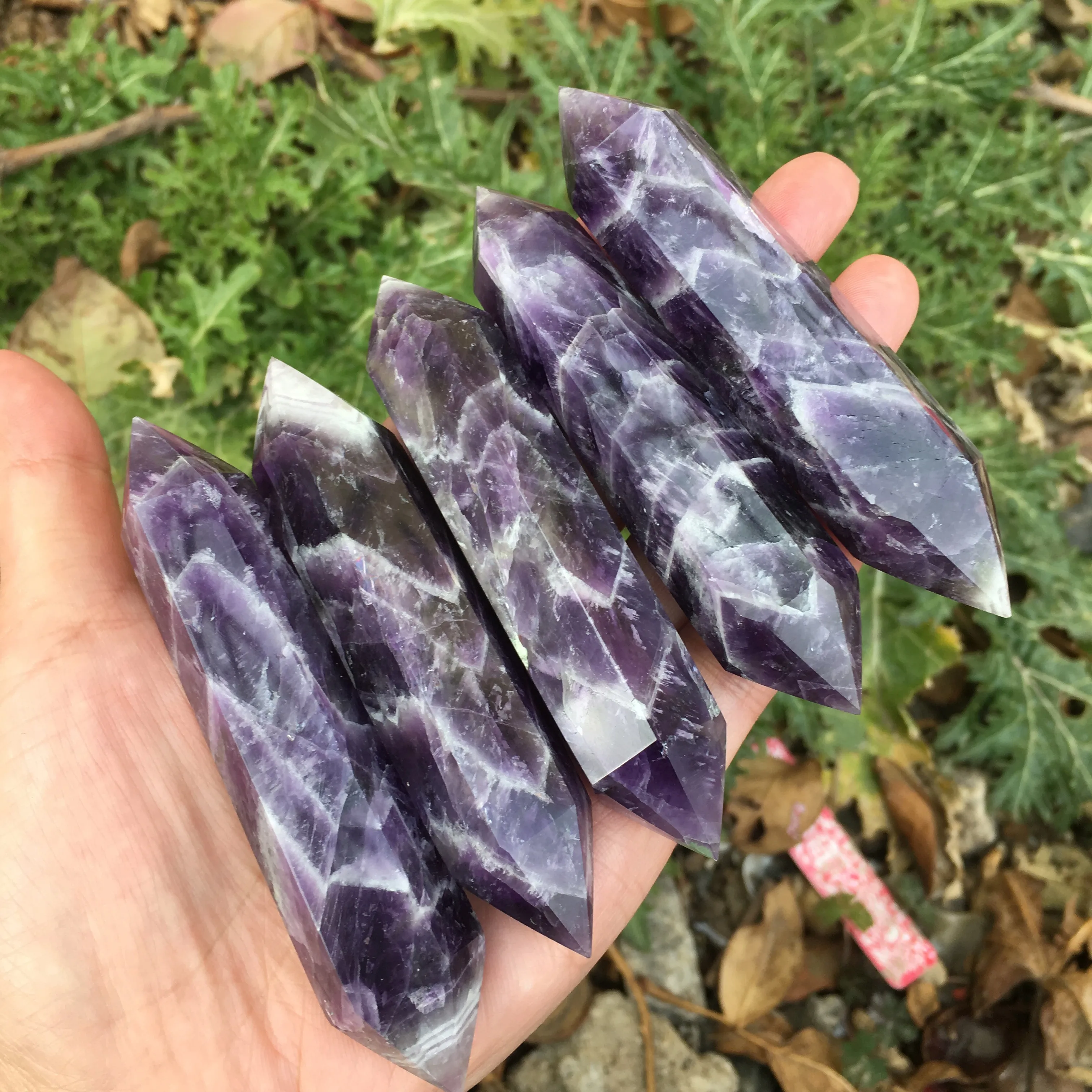 

Beautiful natural dream amethyst double point crystal tower natural crystal wand