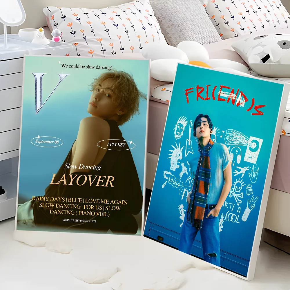 K-Kim Tae H-Hyung V аниме постеры липкие HD качество настенные искусства ретро для дома