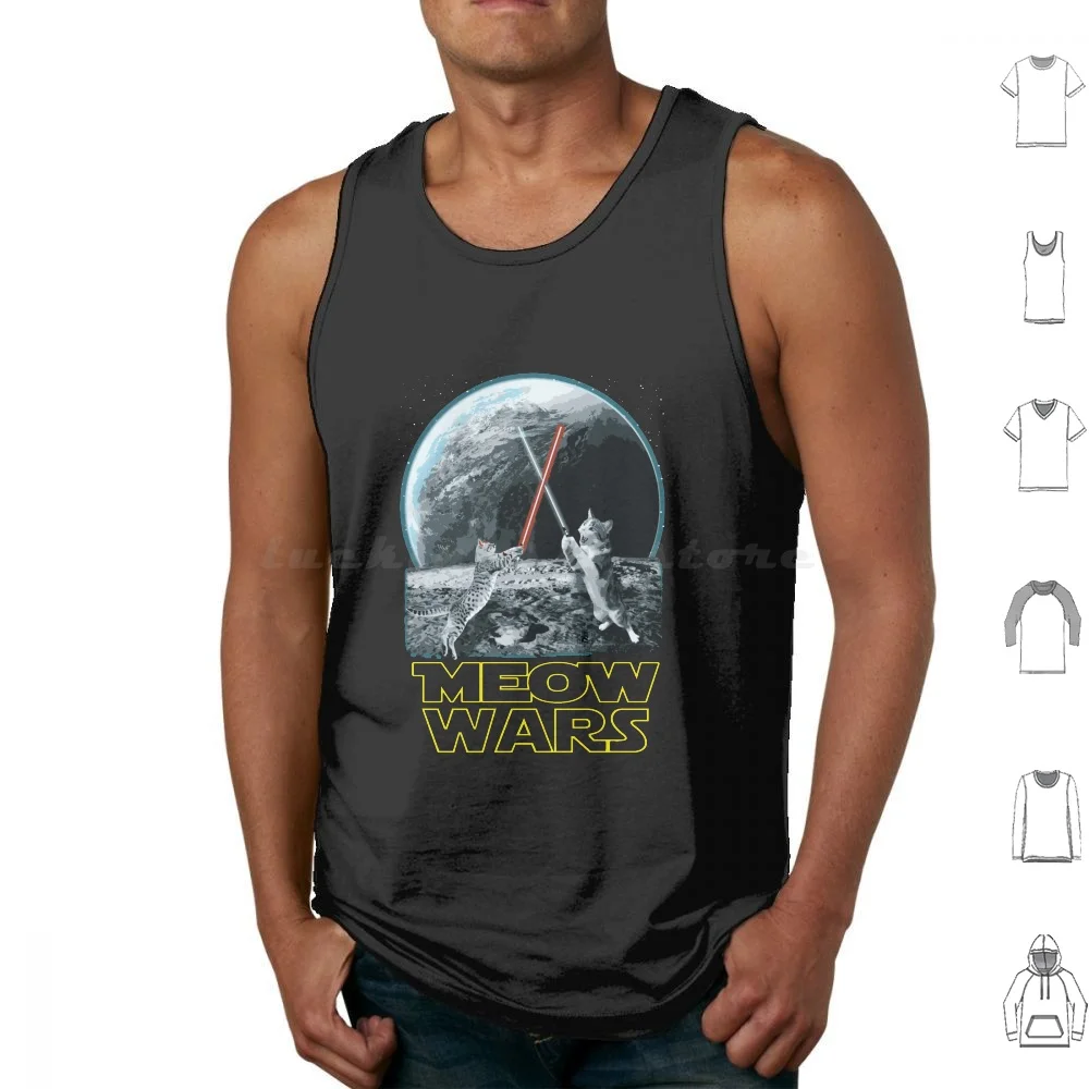 

Meow Wars Cat Shirt Funny Gifts For Cats Lovers Tank Tops Print Cotton Meow Wars Cat Funny Cats Lovers