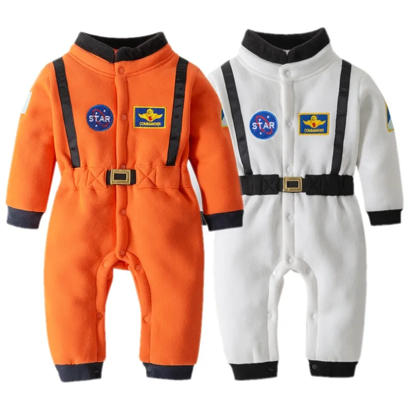 

Baby Boy Space Suit Little Kids Spacesuit Toddler Halloween Party Costumes Infant Orange Romper Children Clothes