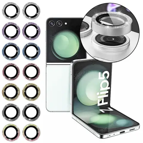 Алмазный Блеск из сплава HD-стекло для камеры Samsung Galaxy Z Flip 5 Fold5 ZFlip5 Блестящий металлический чехол для объектива пленка
