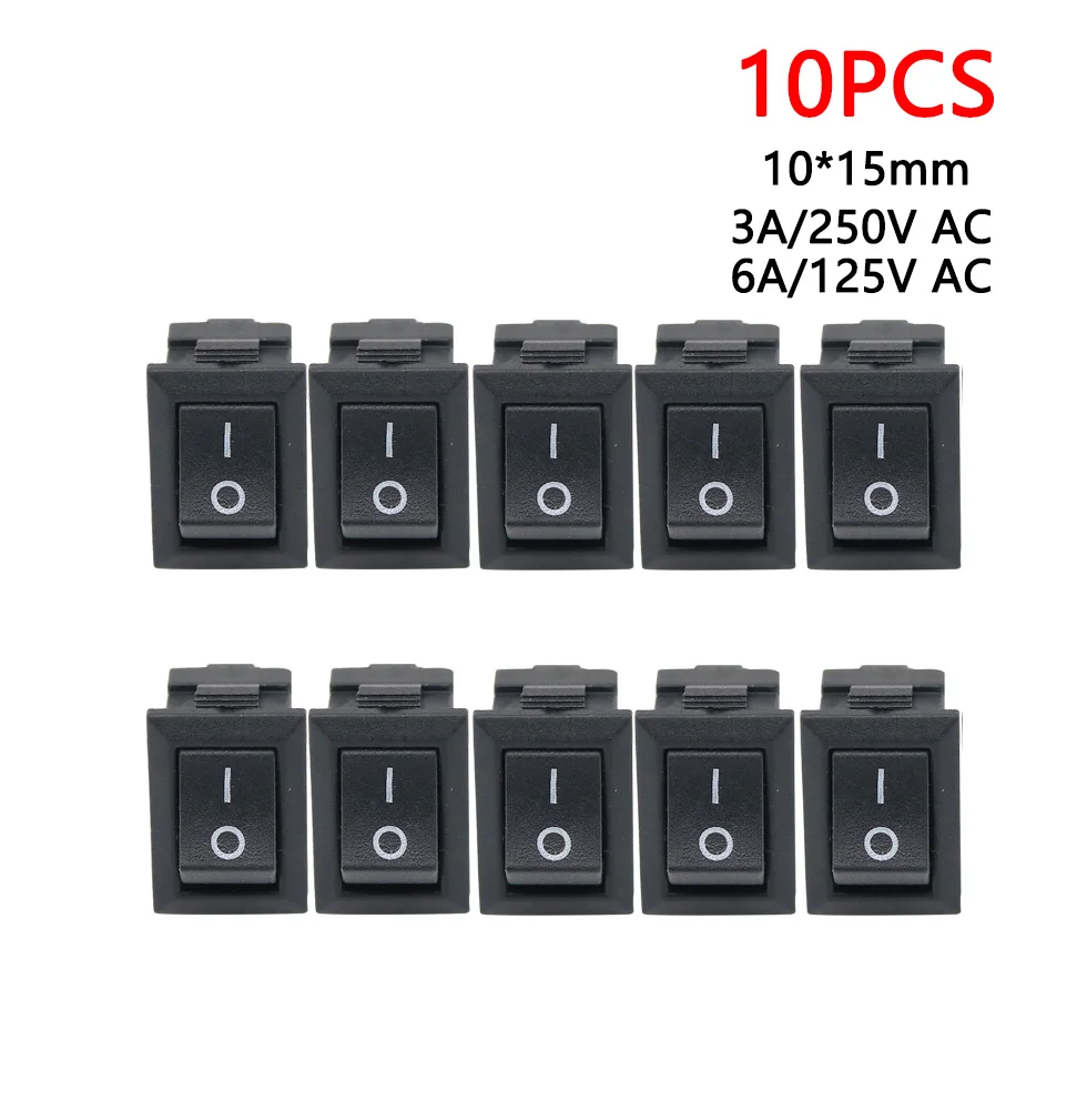 Переключатели KCD11-101 3/5/10 шт. черн./крас./белый 10*15 мм ксен крас пииск