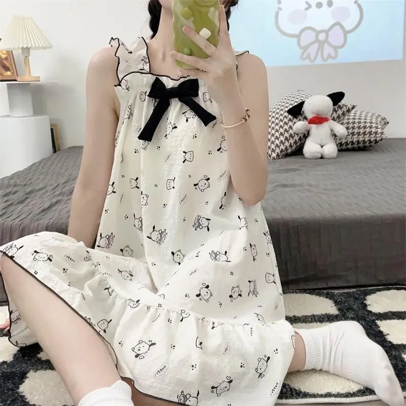 

Sanrio Cinnamoroll, мультяшная Милая женская ночная рубашка, пижама в стиле принцессы, платье принцессы в том же стиле