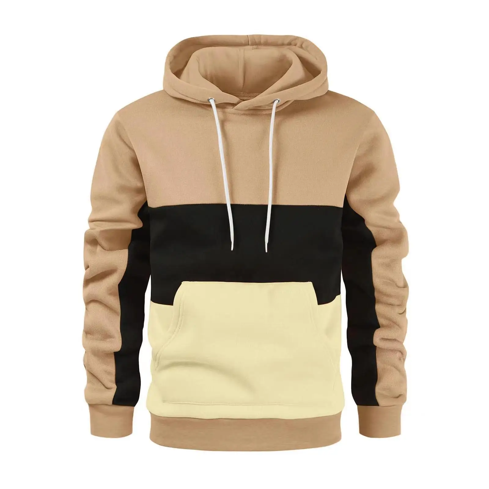 2023 New Men's Patchwork Hooded Hoodies Clothing Casual Sweatshirt Streetwear Male Fashion Sports Pullover Outwear