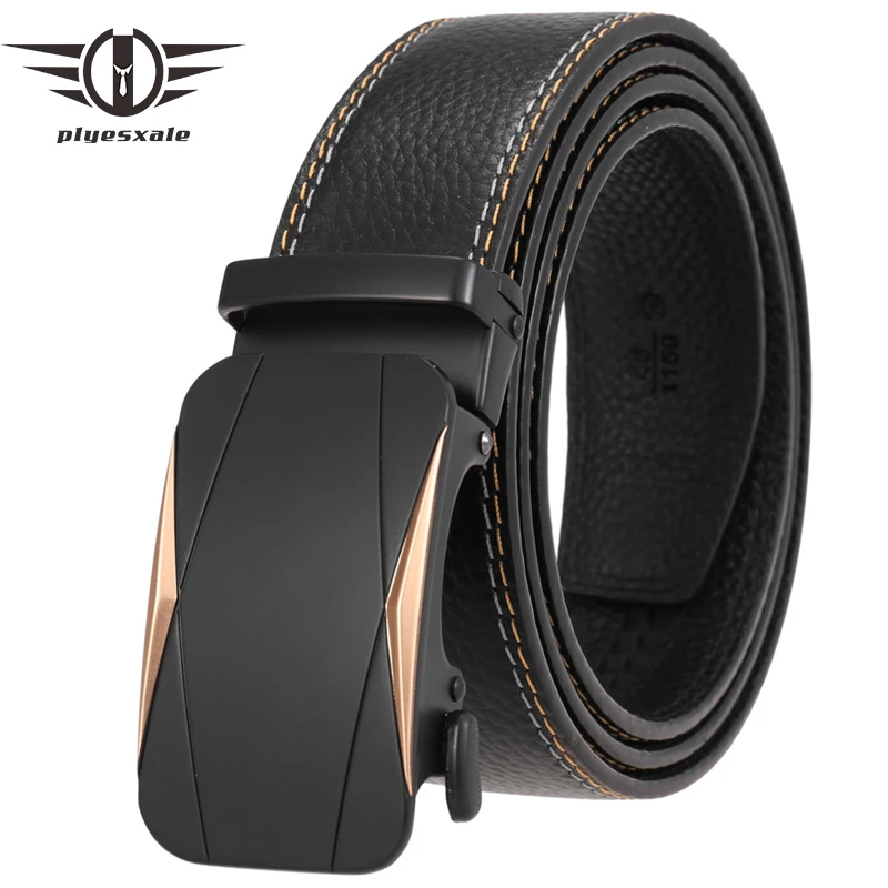 Plyesxale 3.5cm Width Male Belt New Design Cowhide Genuine Leather Belts For Men 2022 High Quality Automatic Pants Waist G1524
