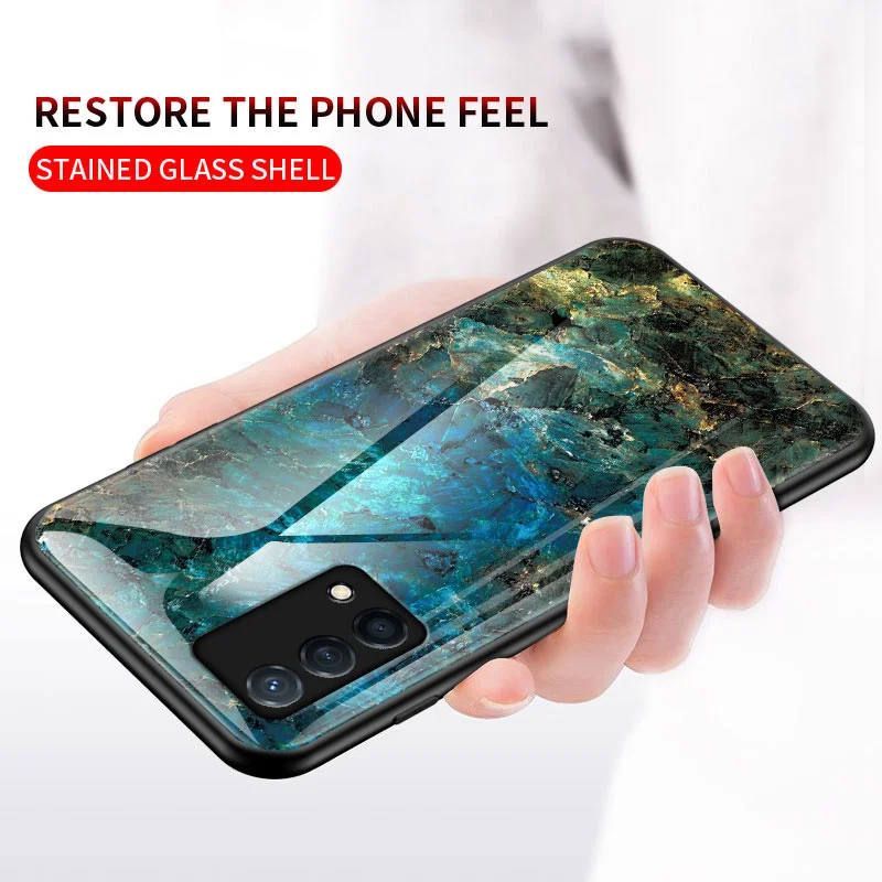 do Realme GT Master Edition RMX3363 RMX3360 Etui odporne na wstrząsy Marble Glass Hard Back Cover Case Soft Bumper