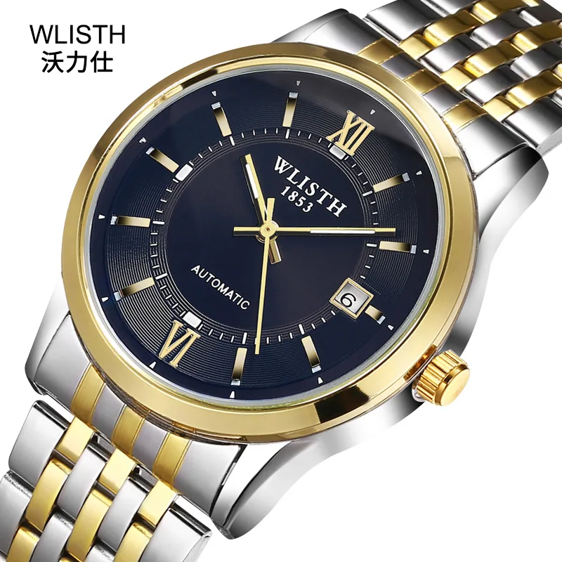 Golden Mens Watches Luxury Casual WLISTH Design Leather Men Watch Top Brand Luxury Mechanical Automatic Watch Relogio Masculino