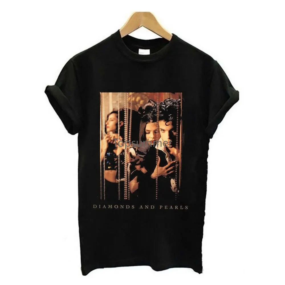 

Prince Diamonds & Pearls Cover Men'S T Shirt Short Sleeve Crew Neck Black