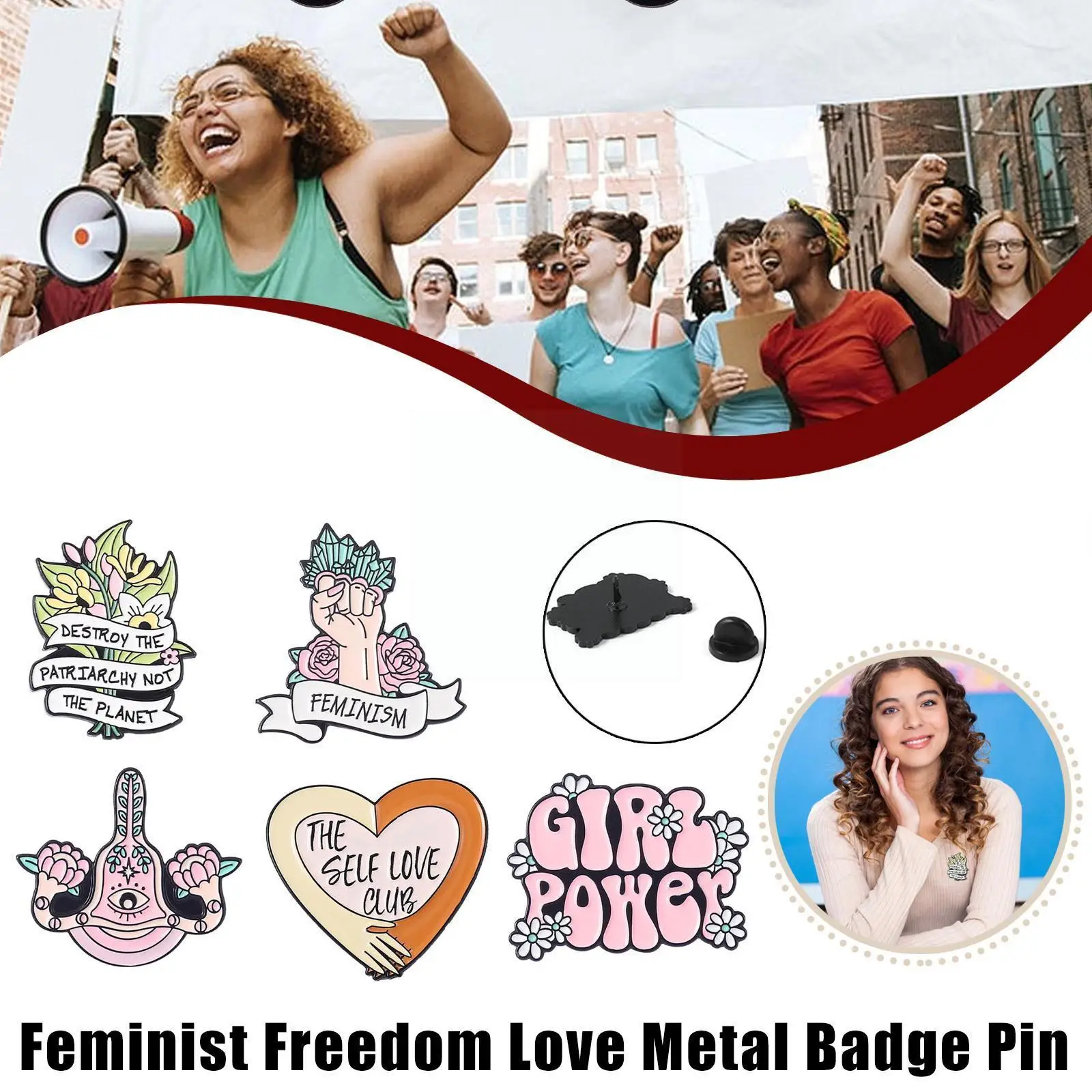 

Women Feminist Reproductive Rights Button Brooch Enamel Backpack Pins Clothing Self Jewelry Decoration Love Lapel M4h8