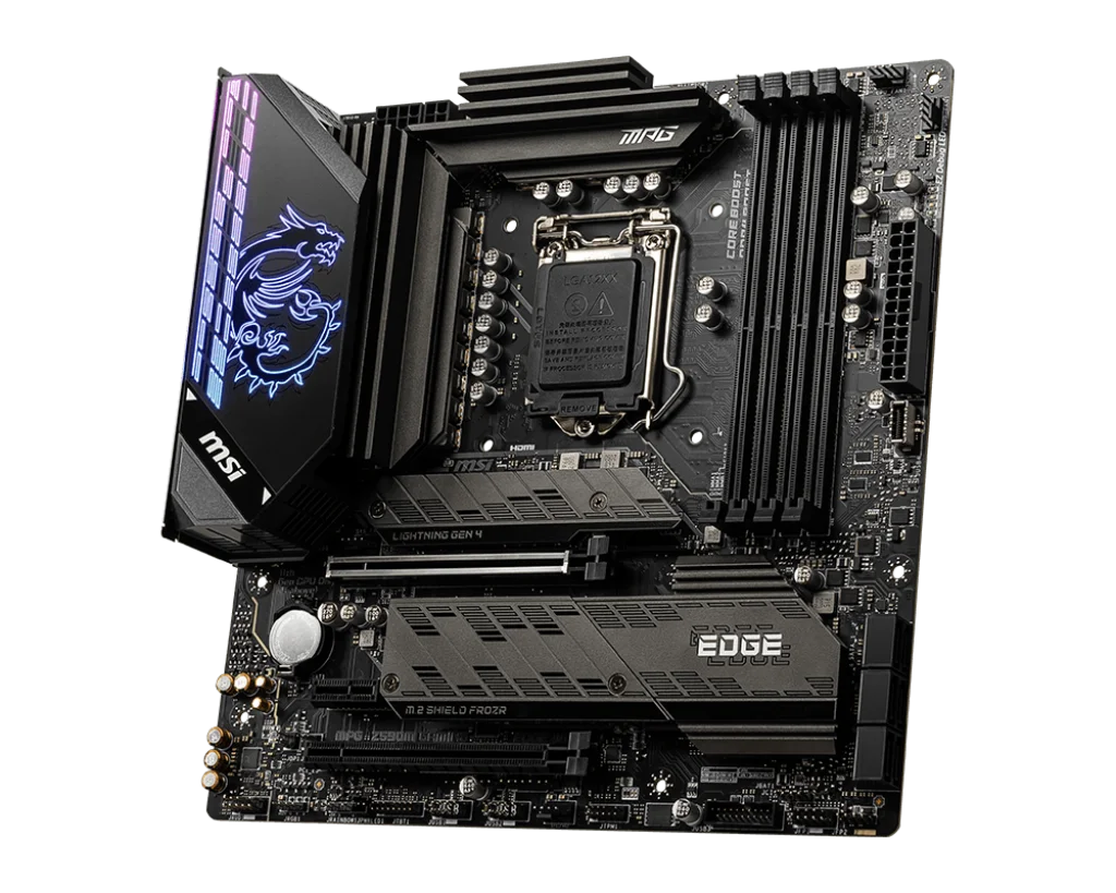 Материнская плата LGA 1200 MPG Z590M GAMING EDGE Wi-Fi использует Чипсет Intel Z590 поддерживает 4-е