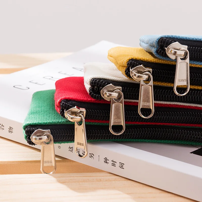 Solid Color DIY Canvas Coin Purse Zipper Mini Coin Key Bag Money Pocket Women Men Simple Coin Purse Small Wallet Kid Gift Pouch