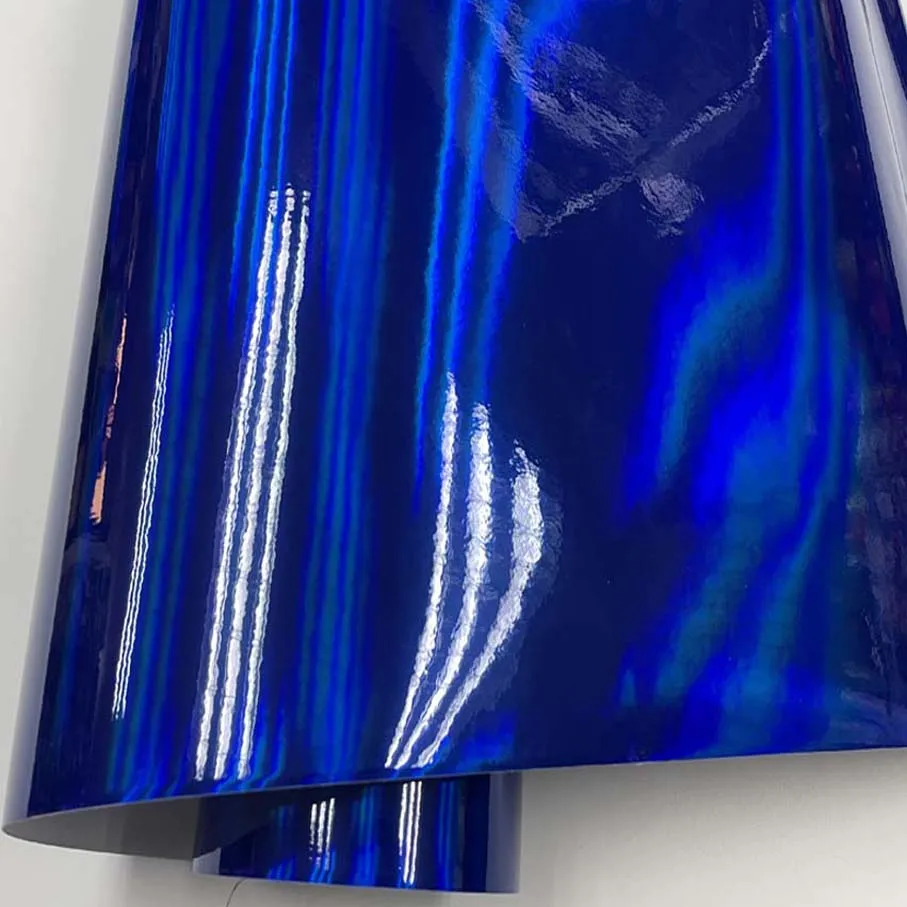 50 см * 152 см/лот Глянцевая синяя Радужная голографическая хромированная виниловая