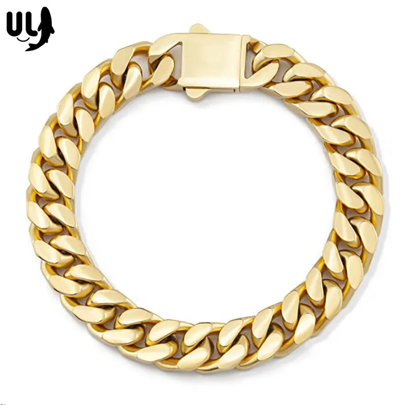 

Ювелирные изделия ULJ в стиле хип-хоп, мужской браслет из кубинской цепи, браслет из нержавеющей стали, мужской и женский аксессуар