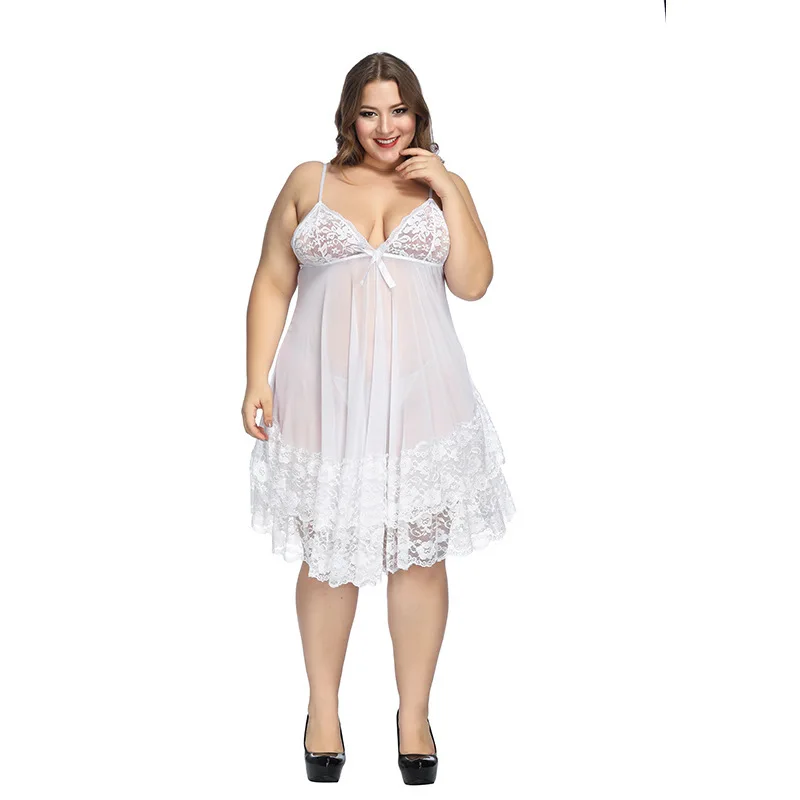 

Plus Size Women Nightdress Sexy Lingerie 2022 L-8XL Hot Erotic Underwear Costume Lace Open crotch Sexy Dress Babydoll Sleepwear