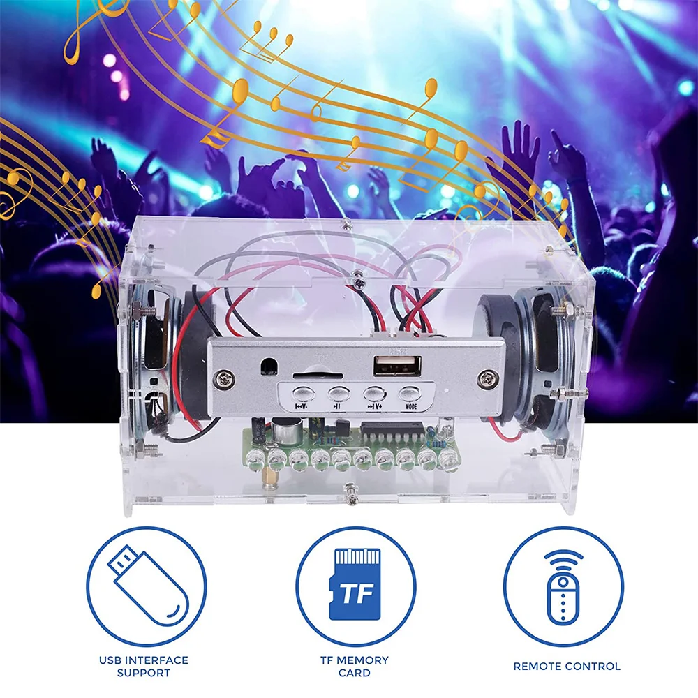 2*3W Bluetooth Speaker DIY Electronic Kit Soldering Practice Music Spectrum LED Flashing Light Voice Control Sound Amplifier