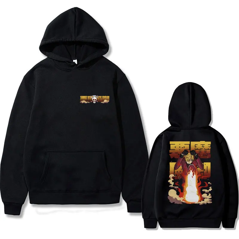 

Japanese Anime Sanji Double Sided Graphic Hoodie Men Women's Manga Vintage Hooded Sweatshirt Men's Casual Fleece Cotton Hoodies