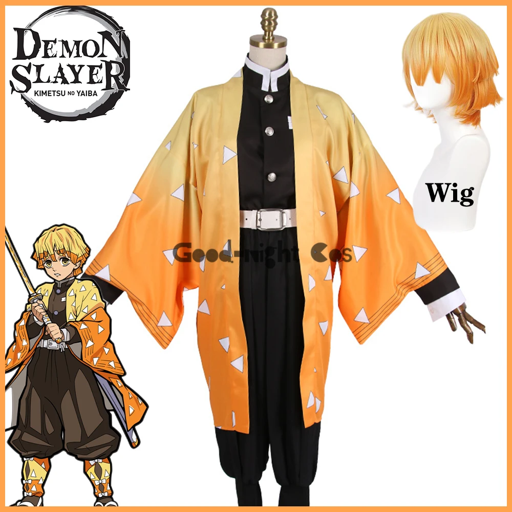 

Косплей-костюм аниме «Клинок-Демон», кимоно без Yaiba, Agatsuma Zenitsu, униформа для взрослых, одежда для ролевых игр на Хэллоуин