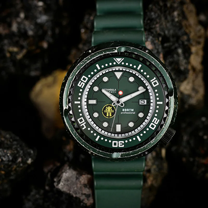

RDUNAE Men's Tuna Dive Watches 20ATM Water Resistant Green Super C3 Luminous Dial NH35 Movement Automatic Mechanical Wristwatch
