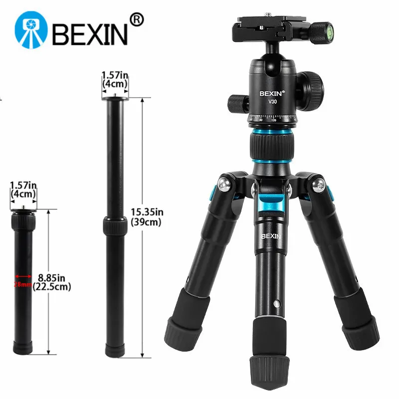 Портативный штатив BEXIN MS08 для селфи, дорожная подставка с шарнирным держателем на 360 градусов для цифровых зеркальных камер Canon, Nikon, Sony