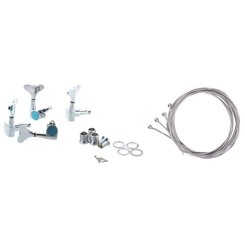 

Chrome Sealed Bass Tuning Pegs Tuners Machine Heads 2L + 2R With 4 Pcs Stainless Steel Bass Strings Bass