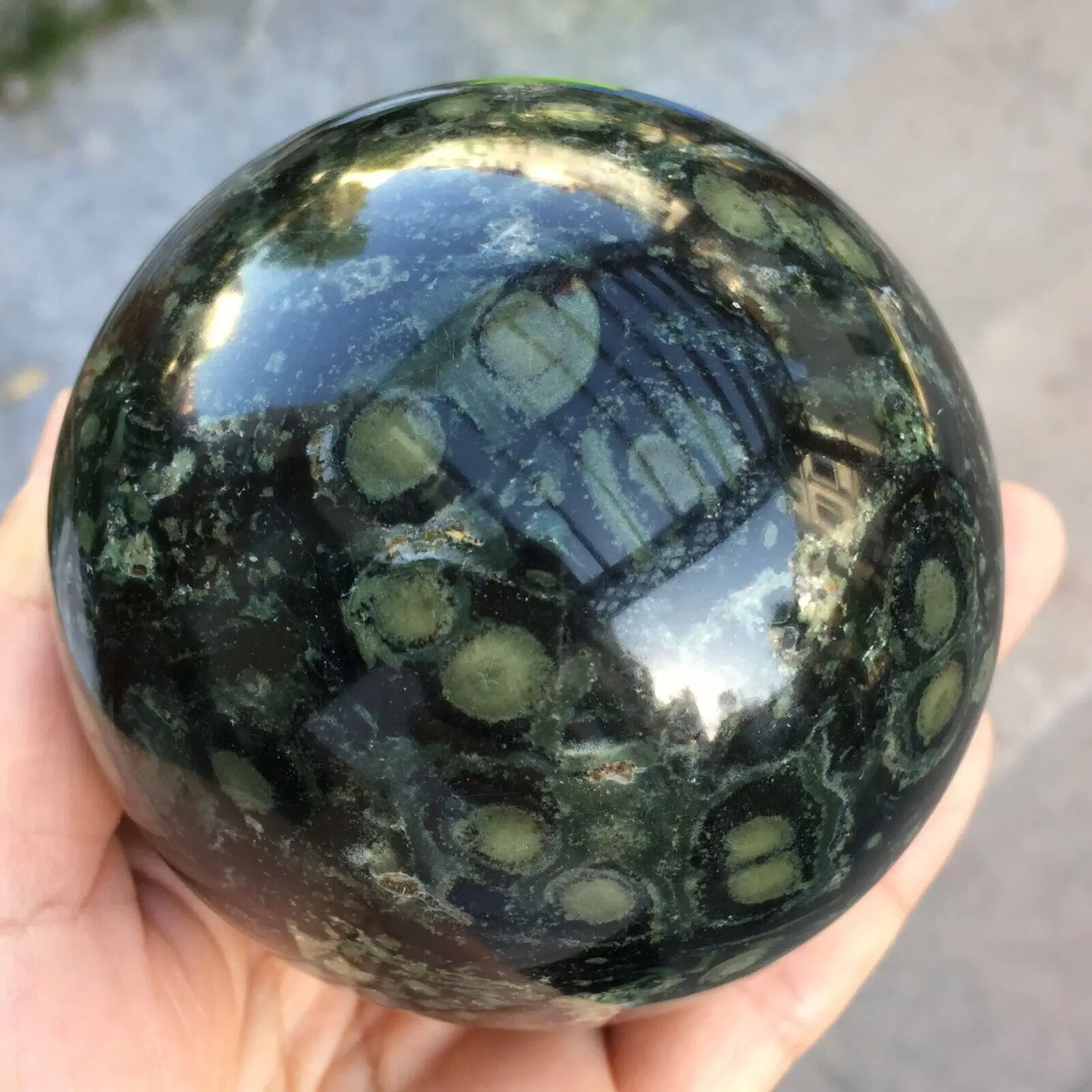 

Natural Malachite Eye Quartz Crystals Ball Sphere Reiki Stone Healing