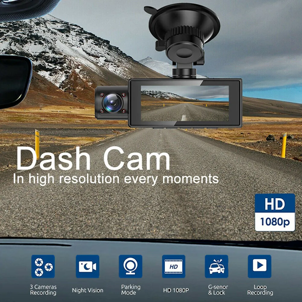 

2.86 Inch 1080P Car DVR Car DVR Car Video Recorder Camera G-Sensor Night Vision Equipped With 1080P+1080P+480P Front And Rear Ca