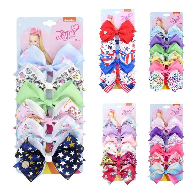 6 шт./компл. банты для волос JOJO Siwa с принтом радуги русалки единорога бутик