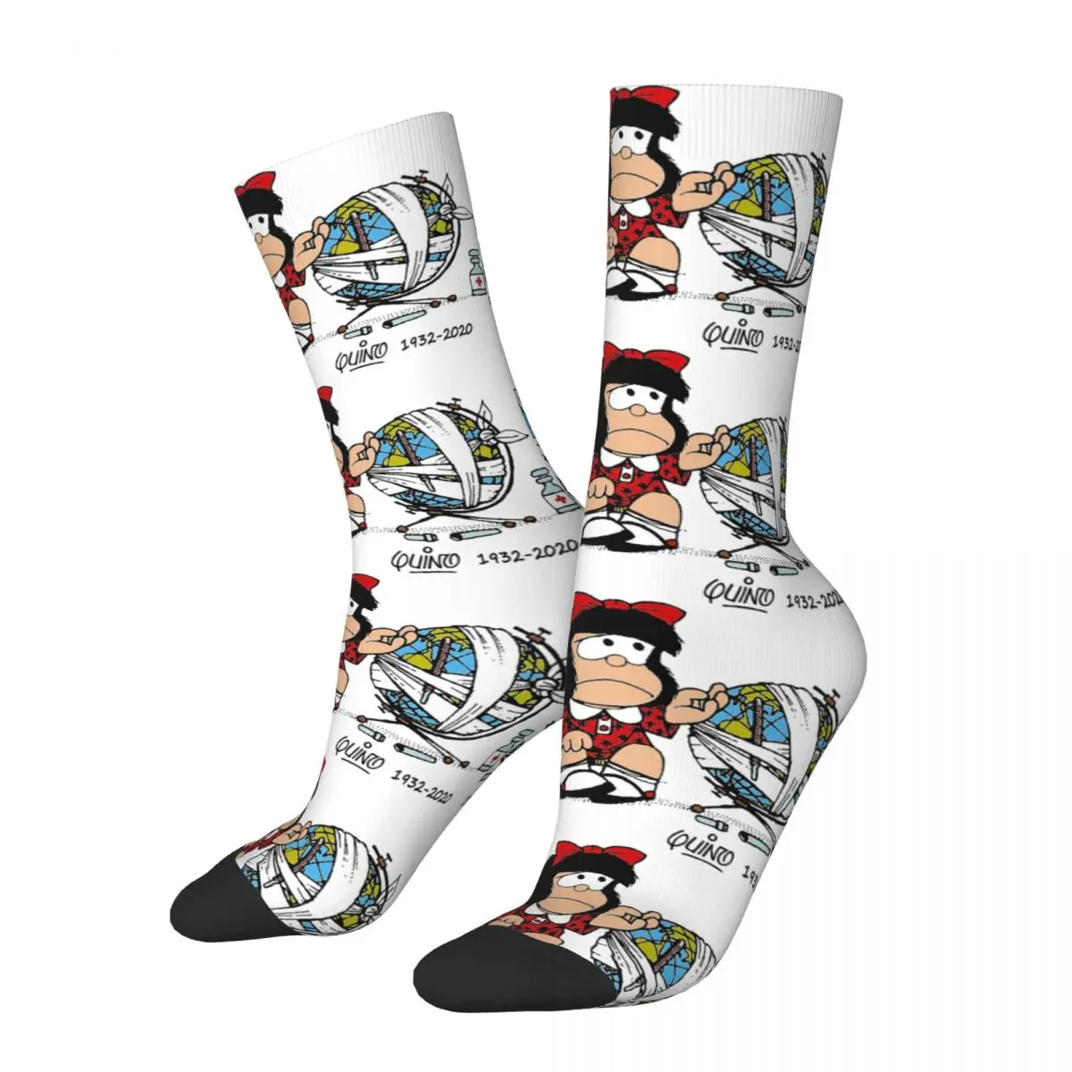 

Funny Happy Men's Socks Adios Quino Retro Harajuku Mafalda Cartoon Street Style Novelty Casual Crew Crazy Sock Gift Printed