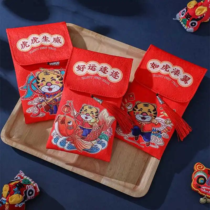 

Новогодняя красная сумка-конверт на удачу, Милая Красная Сумка-конверт для китайского Нового года, красная сумка-конверт