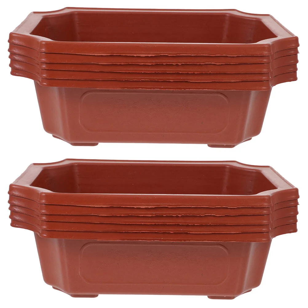 

10 Pcs Oval Basin Rectangular Planter Ornament Flowerpot Bonsai Outdoor Pots Plastic Household Garden Holder Office