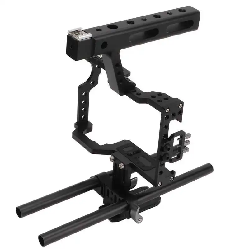 

Camera Rig CNC Machining Comfortable Porous Design Multi Purpose Aluminum Camera Cage with Top Handle for GH4